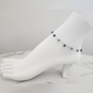 Minimalist Dainty Tuquoise Stone Stainless Steel Gold Plated Anklet Bracelet
